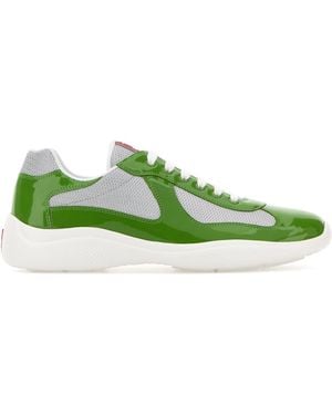 Prada Sneakers America's Cup bicolor in pelle e tessuto - Verde