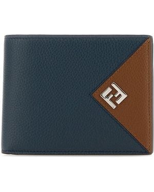 Fendi Portafoglio in pelle blu navy