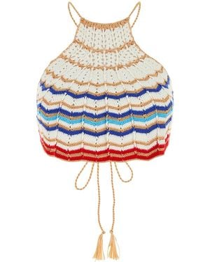 MY BEACHY SIDE Embroidered Crochet Regina Top - Multicolour