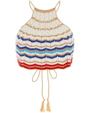 MY BEACHY SIDE Embroidered Crochet Regina Top - Multicolor