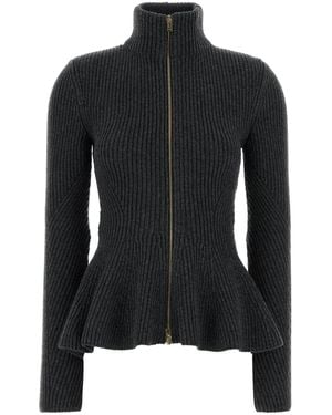 Alaïa Dark Wool Blend Cardigan - Black