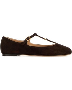 Chloé Dark Brown Suede Marcie Ballerinas - Multicolour