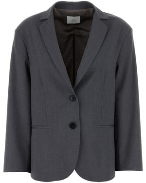 LE SULLY STUDIO Dark Grey Stretch Polyester Blend Blazer - Black