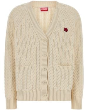 KENZO Cardigan in misto cotone avorio - Neutro