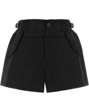 Sacai Embroidered Polyester Blend Shorts - Black
