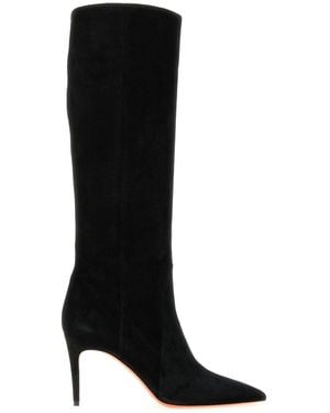 Santoni Stivali Viola in pelle scamosciata nera - Nero