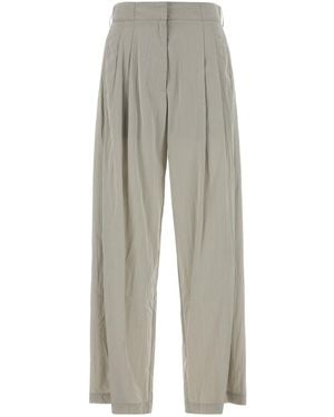 The Row Light Grey Silk Blend Wide-leg Iven Pant - White