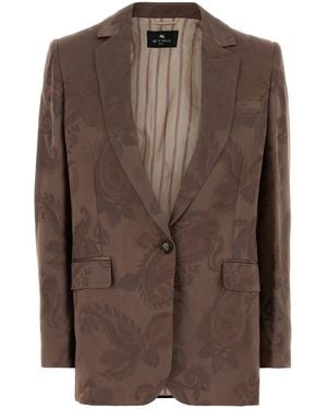 Etro Embroidered Jacquard Blazer - Brown