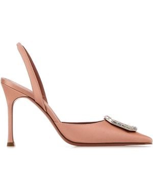 AMINA MUADDI Pink Satin Camelia Pumps