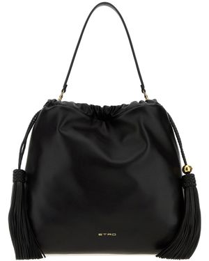 Etro Borsa a secchiello Kalispera media in pelle nera - Nero
