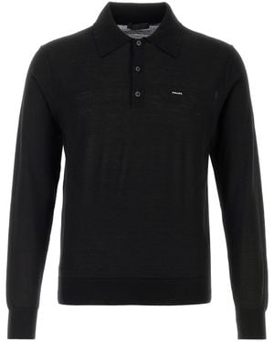 Prada Polo in lana verde nera - Nero