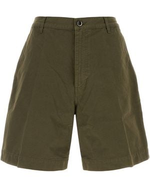 Nine:inthe:morning Olive Green Cotton Otto Bermuda Shorts
