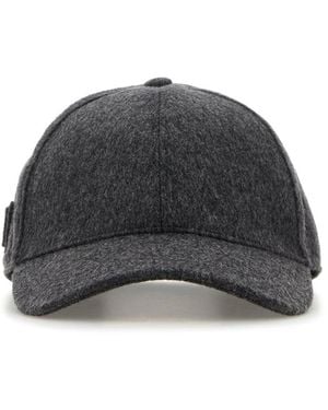 Prada Capello da baseball in flanella grigia scura - Nero