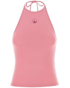 Marine Serre Pink Stretch Cotton Tank Top