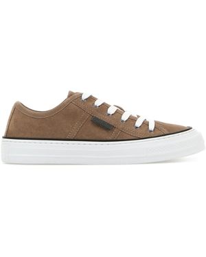 Brunello Cucinelli Cappuccino Suede Sneakers - Brown