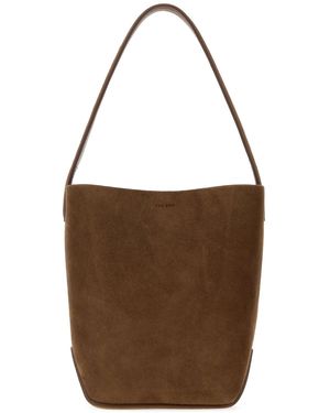 The Row Brown Suede Small N/s Park Shoulder Bag