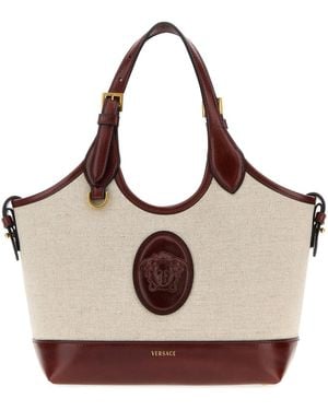 Versace Cappuccino Canvas Rivière Handbag - Natural