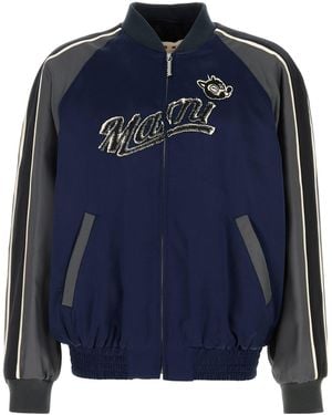 Marni Bomber in raso blu navy