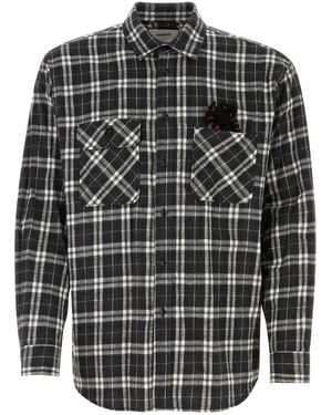 Doublet Embroidered Flannel Shirt - Black