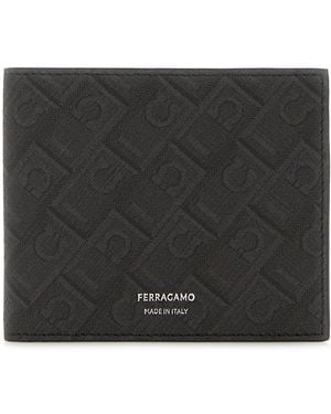 Ferragamo Printed Leather Wallet - Black