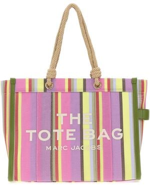 Marc Jacobs Embroidered Canvas Large The Tote Bag Shopping Bag - Pink