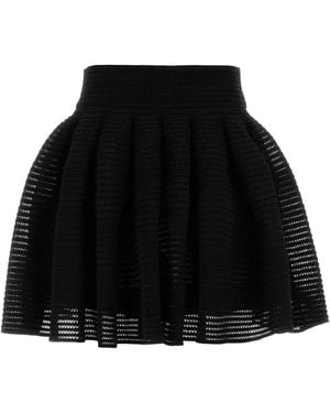 Alaïa Mini Skirt With Embroidered Viscose Blend - Black