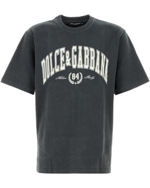 Dolce & Gabbana Charcoal Cotton T-shirt - Black
