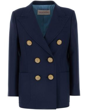 Valentino Garavani Navy Blue Wool Blazer