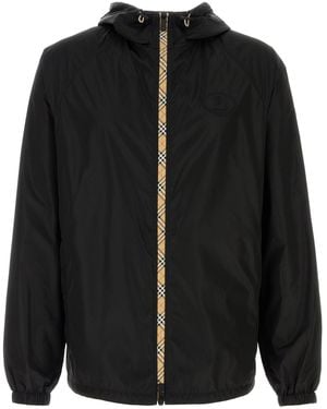 Burberry Logo Hood Jackets - Black