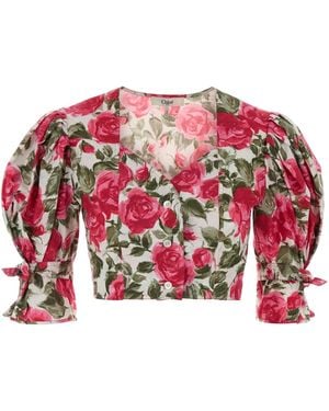 Chloé Printed Poplin Blouse - Red