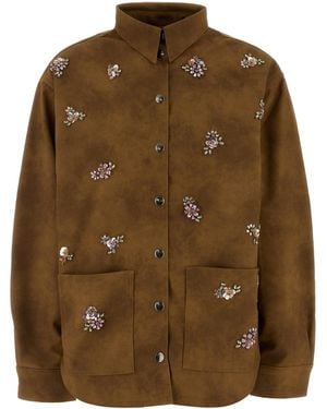 Des Phemmes Camel Synthetic Leather Jacket - Brown