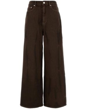 Ganni Brown Denim Wide-leg Jeans