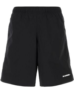 Jil Sander Bermuda mare in nylon stretch nero