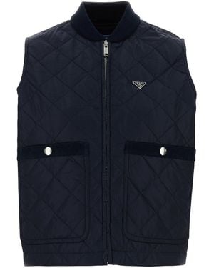 Prada Giubbino smanicato in Re-Nylon blu navy
