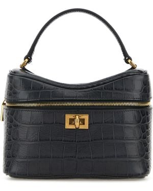 Balenciaga Denim Blue Leather Rodeo Handbag - Black