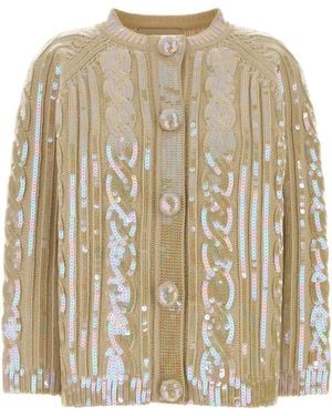 Valentino Garavani Beige Wool Cardigan - Natural