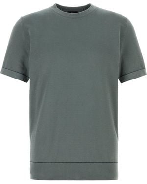 Brioni Petrol Blue Cotton T-shirt - Gray