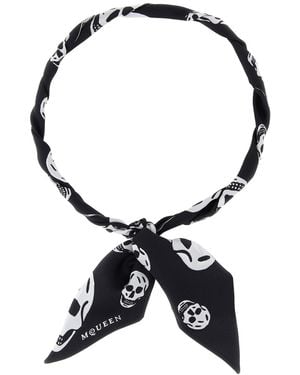 McQueen Printed Silk Foulard - Black