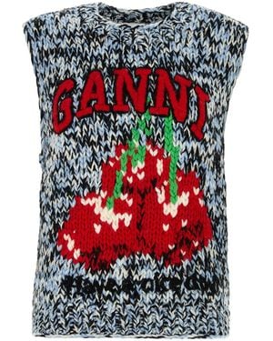 Ganni Wool Oversize Vest - Red