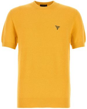 Prada T-shirt in cotone senape - Giallo