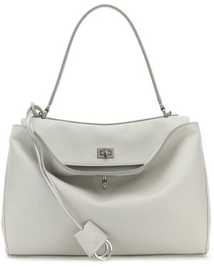Balenciaga Chalk Leather Medium Rodeo Handbag - Grey