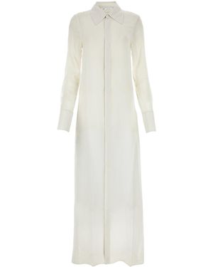 Ami Paris Ami Chalk Crepe Shirt Dress - White