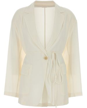 Brunello Cucinelli White Silk Blazer