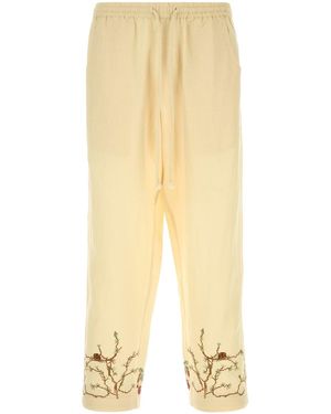 BAZISZT Cream Cotton Blend Avian Pant - White