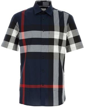 Burberry Somerton Checked Regular-fit Stretch-cotton Shirt - Blue