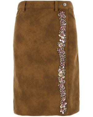 Des Phemmes Camel Synthetic Leather Skirt - Brown