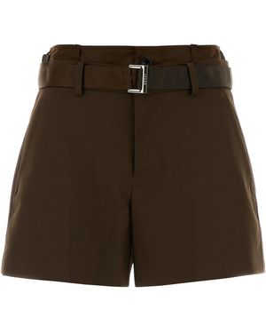 Sacai Olive Green Polyester Blend Shorts