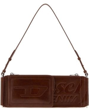 DIESEL Brown Synthetic Leather Flag-d Shoulder Bag