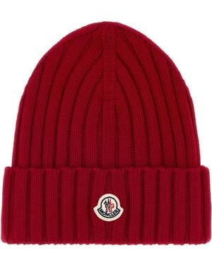 Moncler Red Wool Beanie Hat