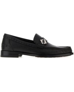 Fendi Mocassini FF Metal in pelle nera - Nero